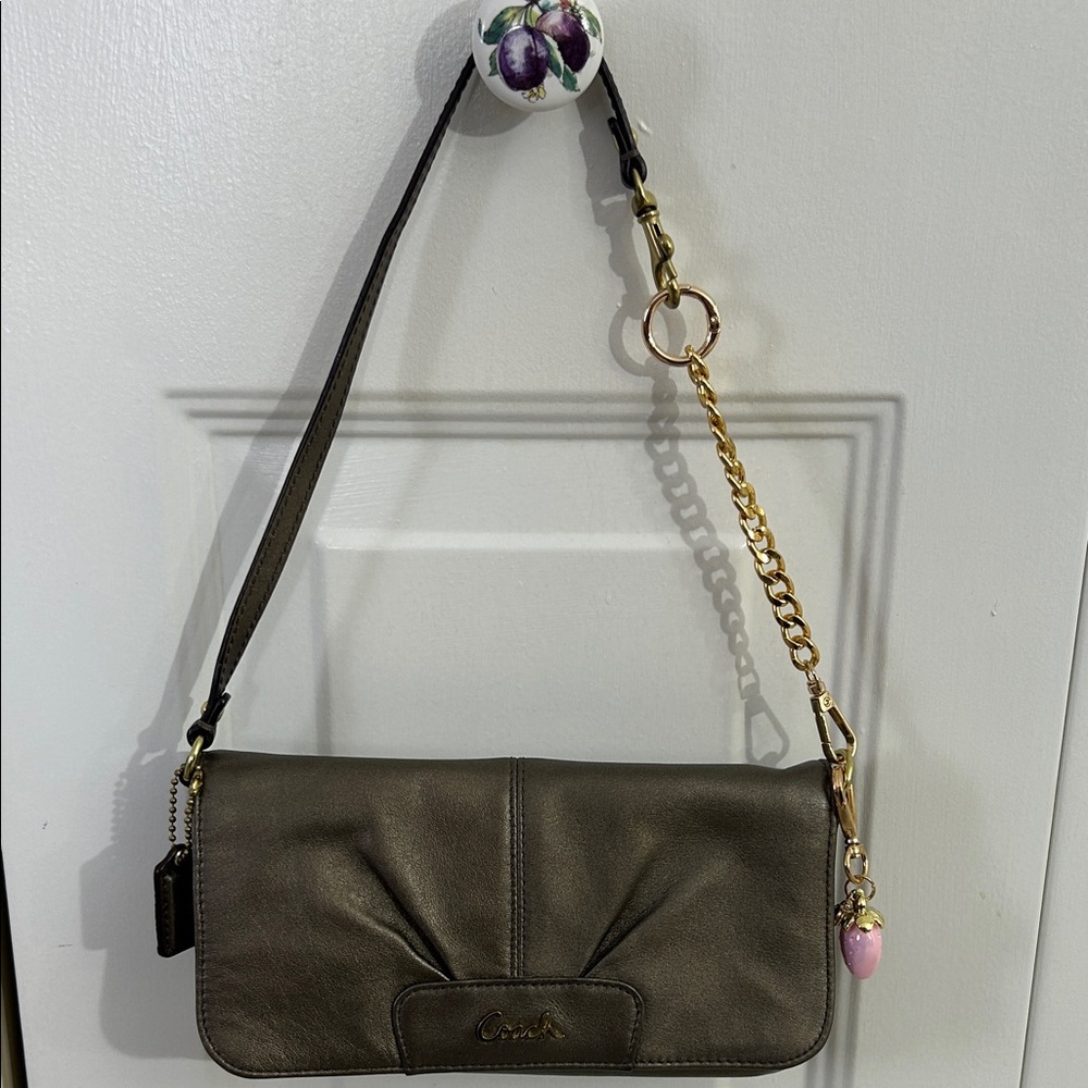 Coach Vintage Metallic Shoulder Bag with Gold Chain